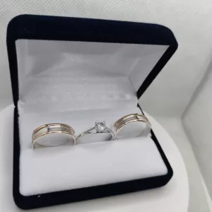 Alianzas Plata 925 Y Oro 9K, Borde Oro Parcial
