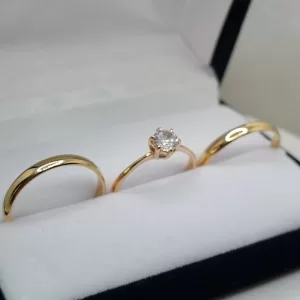Alianzas Oro 9K, Con Cintillo, 3 Mm