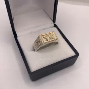 Anillo Sello mesa chica 8x12 plata y oro